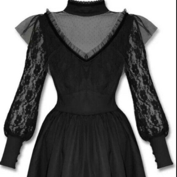 Hell Bunny Lace Collared Black Tulle - Size Large - Picture 4 of 4